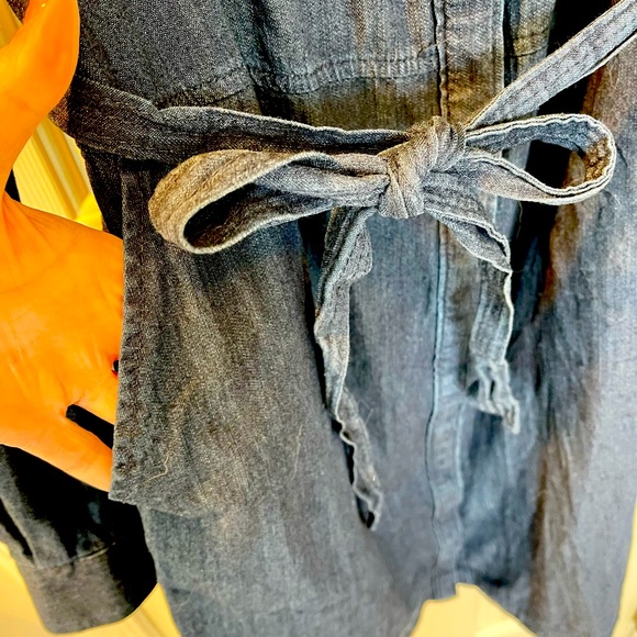 Jean denim women’s dress with tie waist size large lg - Picture 4 of 5
